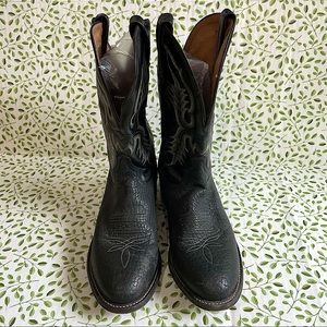 Tony Lama black leather cowboy boots